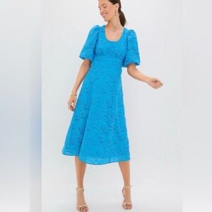 Ainsley Midi Dress in Azure Eyelet Sz XL